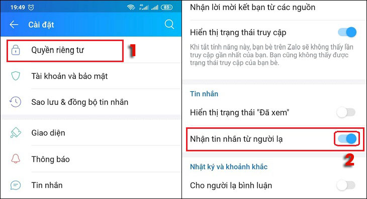 cách chặn tin nhắn zalo 5