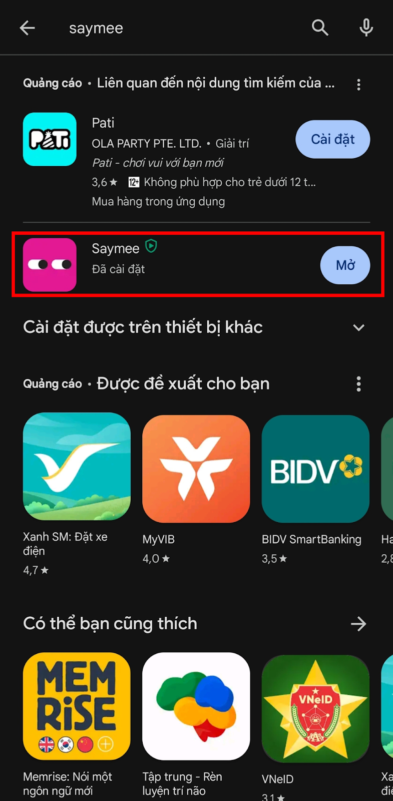 Cách mua SIM Saymee trên App Bước 1