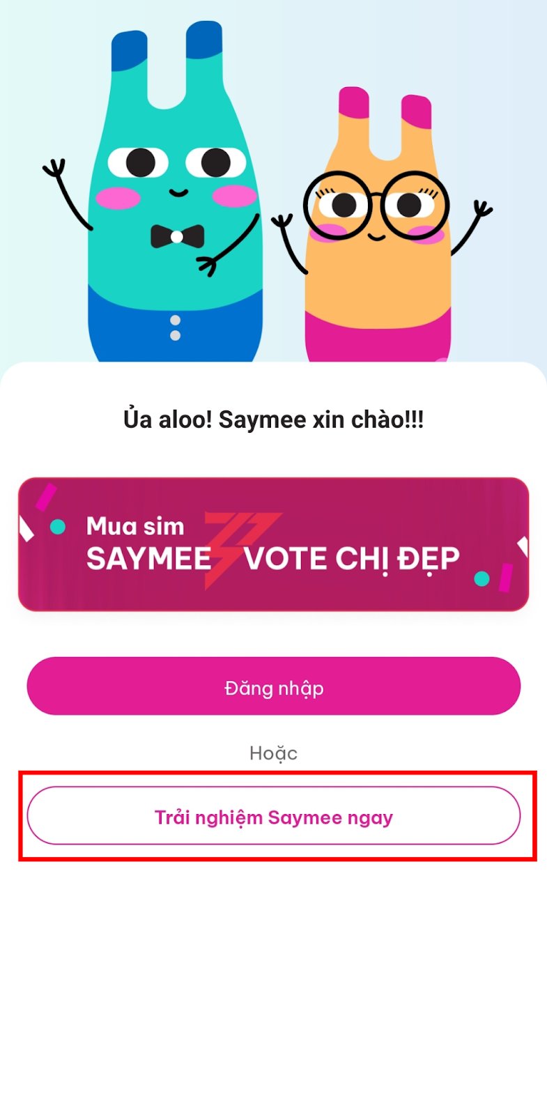 Cách mua SIM Saymee trên App Bước 2