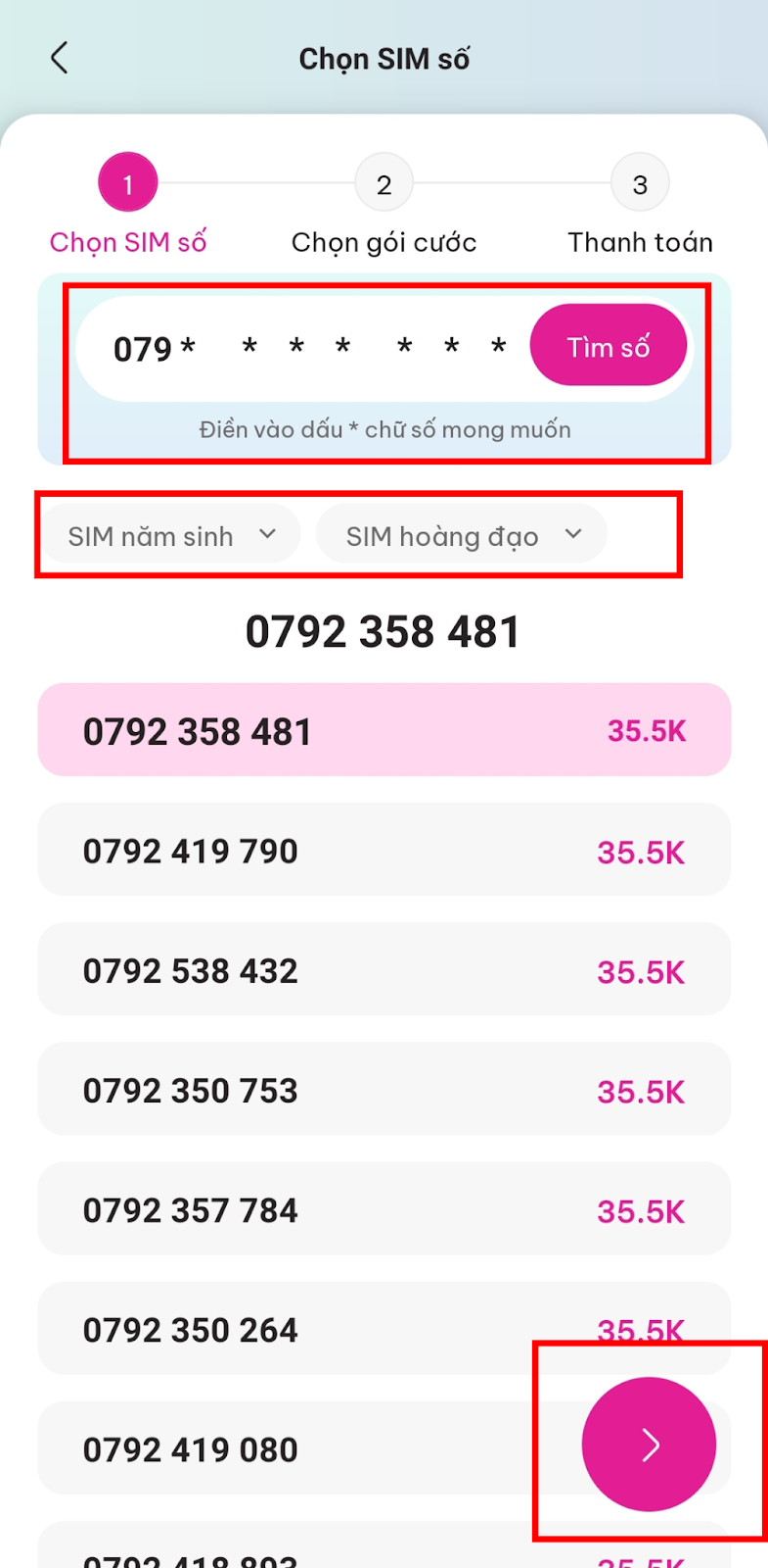 Cách mua SIM Saymee trên App Bước 4