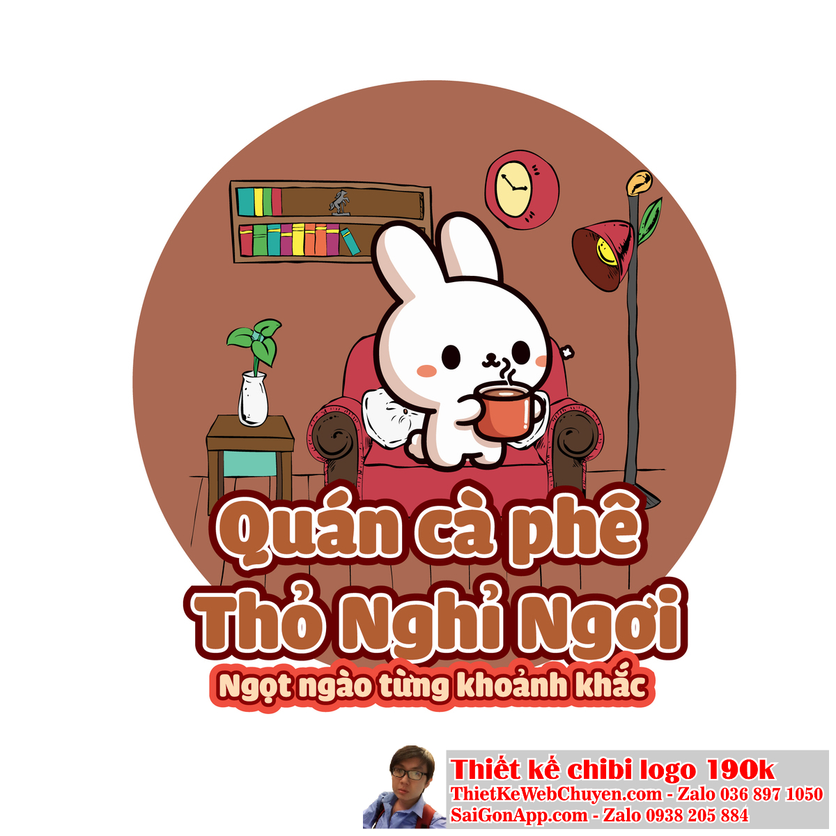 Sự hài hòa giữa các yếu tố thiết kế và con thỏ Chibi (Chibi Rabbit) tạo nên một logo thú vị và độc đáo.