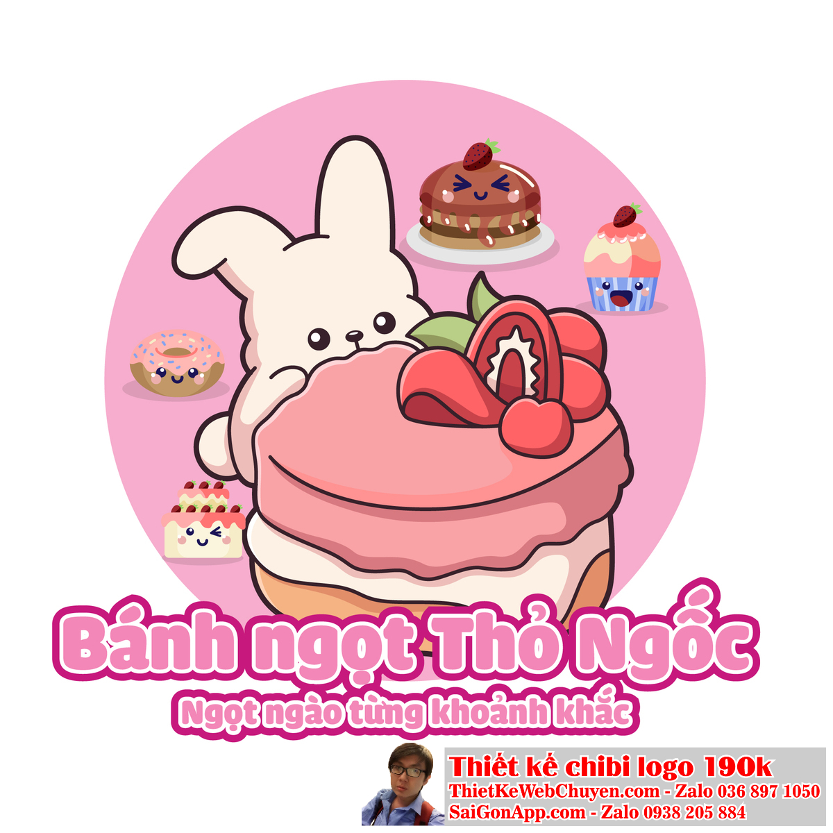 Con thỏ Chibi (Chibi Rabbit) là biểu tượng đáng yêu được ưa chuộng trong thiết kế logo.