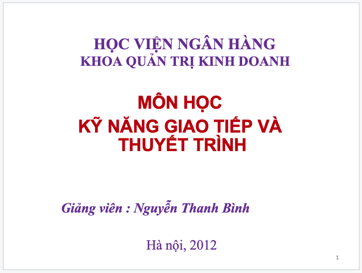 Kỹ năng giao tiếp và thuyết trình 