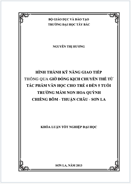 Hình thành KNGT thông qua giờ đóng kịch chuyển thể