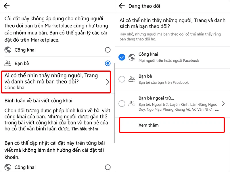 ẩn người mình đang theo dõi trên Facebook bằng điện thoại bước 3