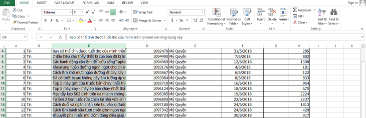 Xuống dòng trong Excel