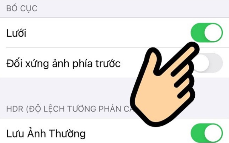 Di chuyển thanh trượt sang phải ở mục Lưới