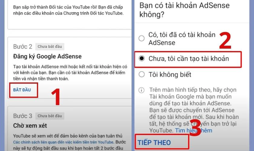 tạo tài khoản nhận tiền youtube