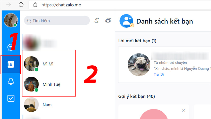 Danh sách bạn đang online