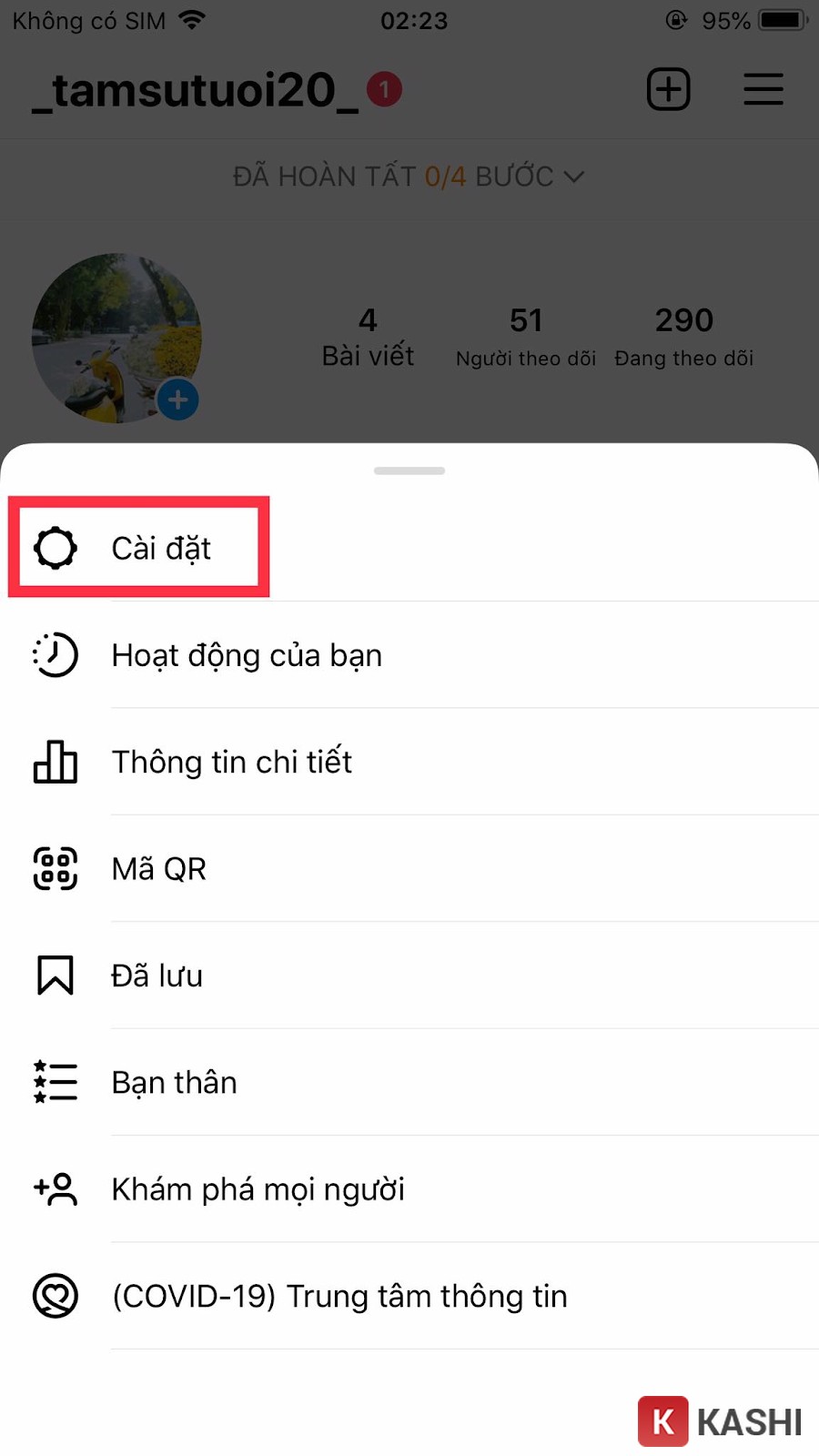 Nhấn chọn “Cài đặt”