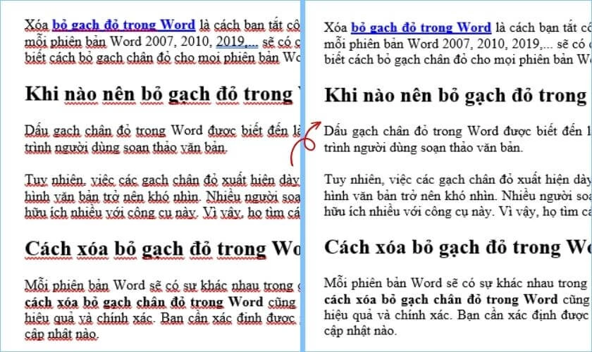 kết quả sau khi tắt kiểm tra chính tả trong word