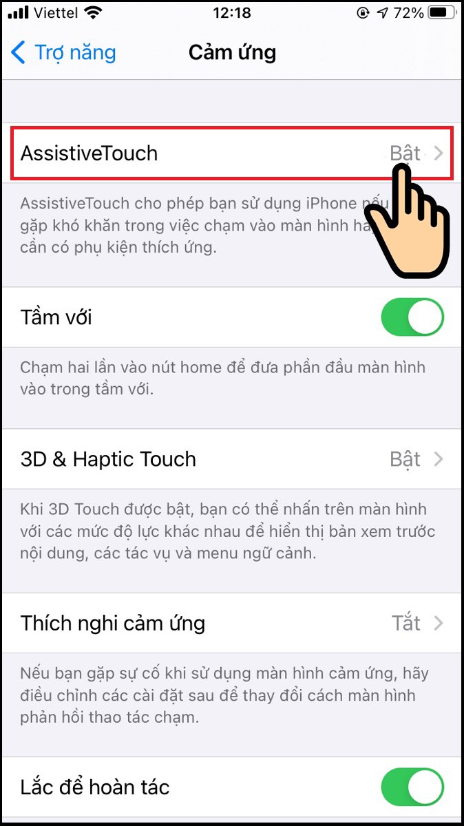 Chọn AssistiveTouch