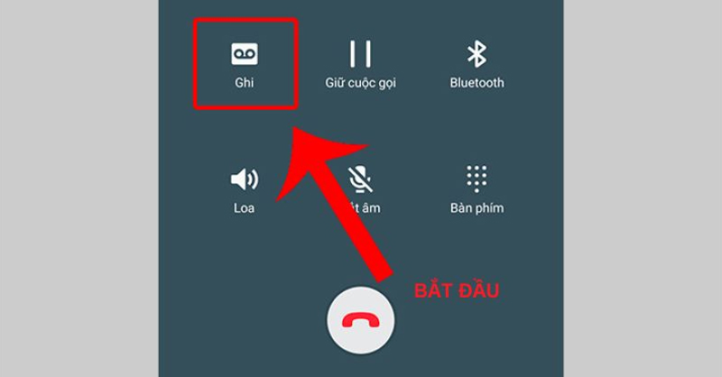 Nhấn vào mục Ghi để bắt đầu ghi âm cuộc gọi