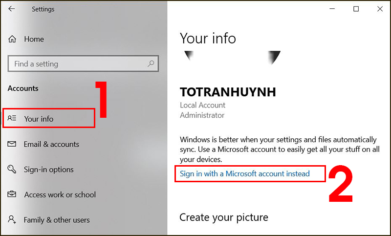 Tạo mật khẩu microsoft