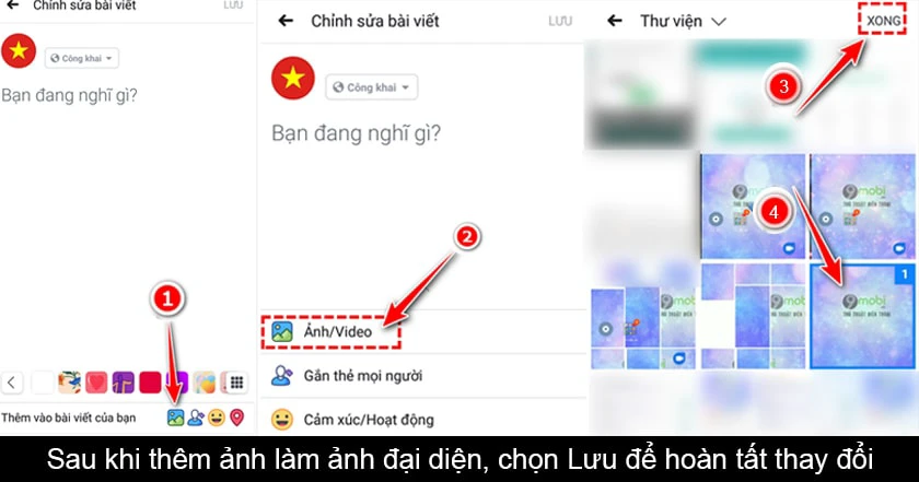 họn ảnh cần đổi và chọn Xong sau đó chọn Lưu để hoàn tất cài đặt.