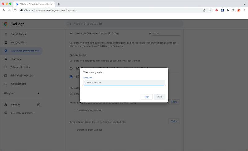 Cách chặn trang web trên Chrome