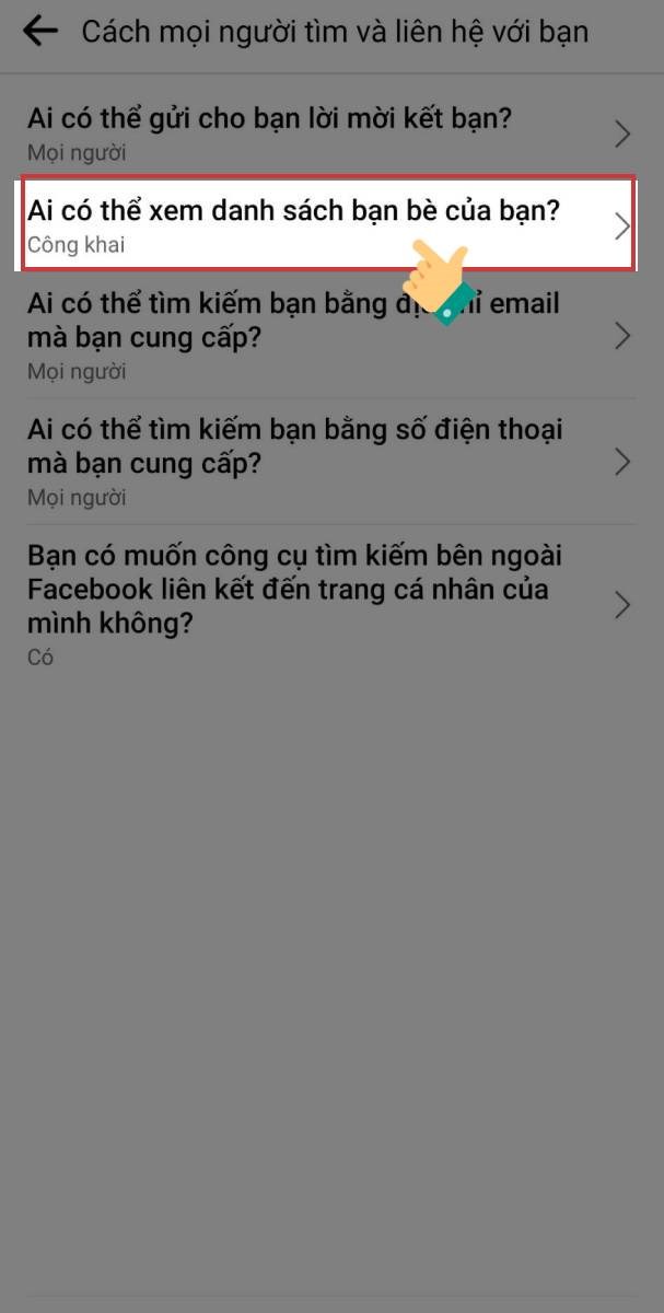 Tiếp tục điều chỉnh quyền xem danh sách bạn bè