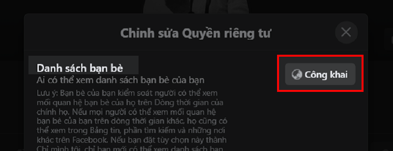 Quyền riêng tư danh sách bạn bè Facebook