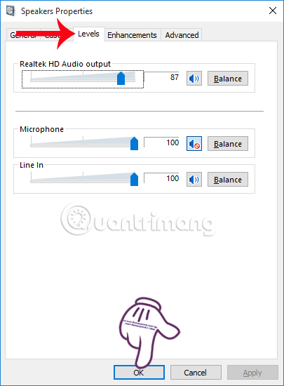 Nhấn Configure tại Sound