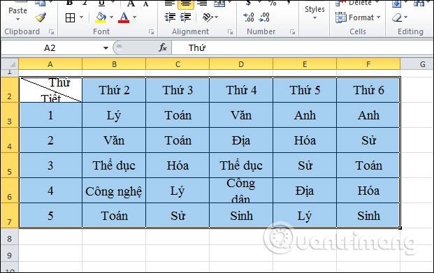 Xem kích thước bảng