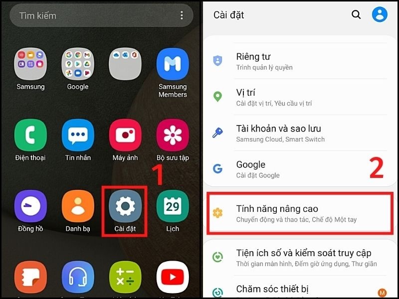 Vuốt lòng bàn tay để chụp màn hình samsung a12