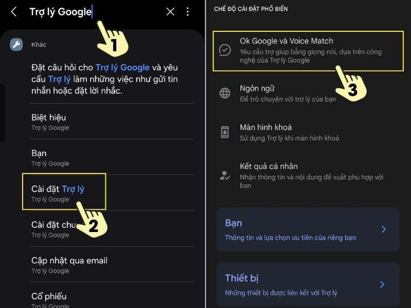 Bật tính năng gọi Trợ lý Google Assistant bằng giọng nói