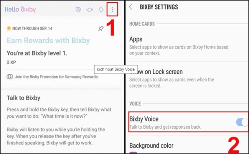 Thao tác kích hoạt tính năng Bixby Voice trên điện thoại