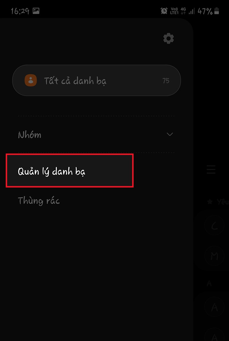 chọn Quản lý danh bạ
