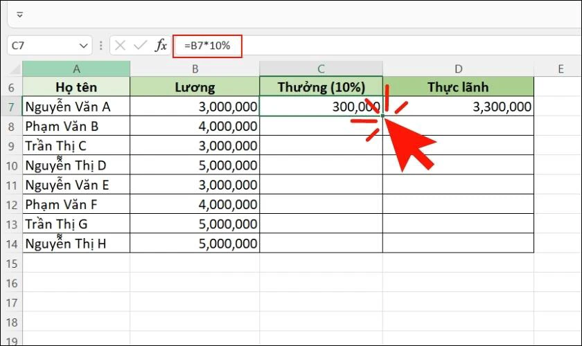 cách nhấn 2 lần chuột copy trong excel