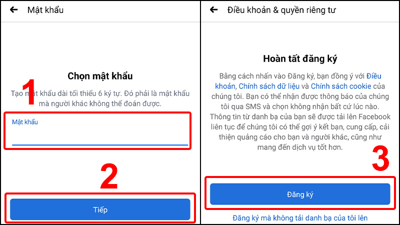 Tạo mật khẩu cho tài khoản Facebook