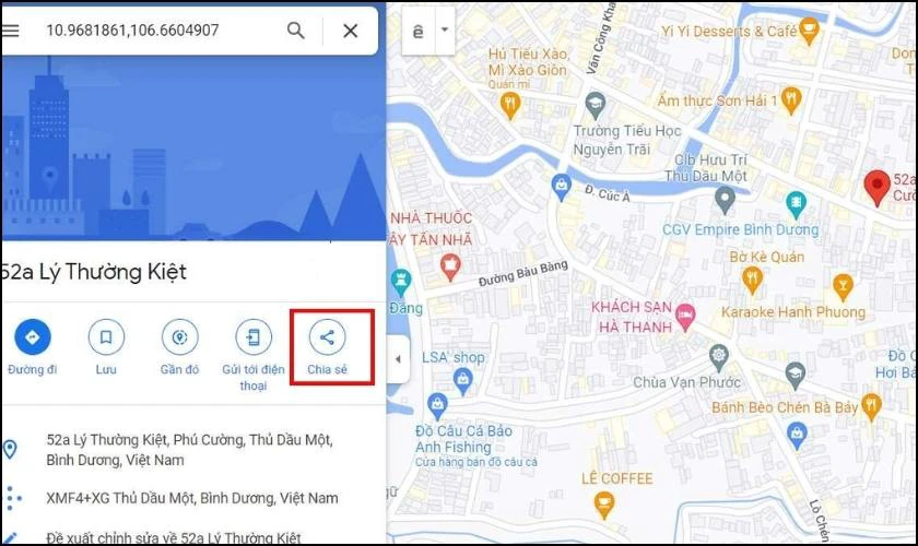 Sử dụng công cụ định vị địa lý để dán tọa độ vào Google Maps