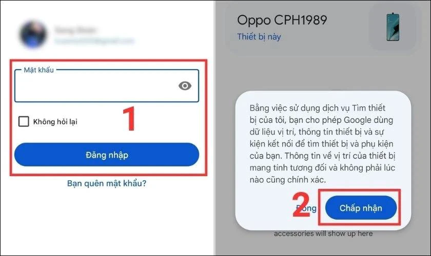 Tiến hành nhập mật khẩu rồi nhấn Cho phép