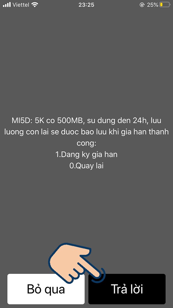 Tiếp tục nhấn vào Trả lời.