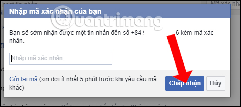 Thông báo xác nhận số điện thoại