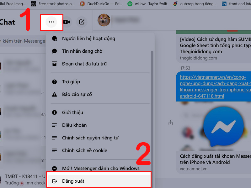 Đăng xuất Messenger trên máy tính