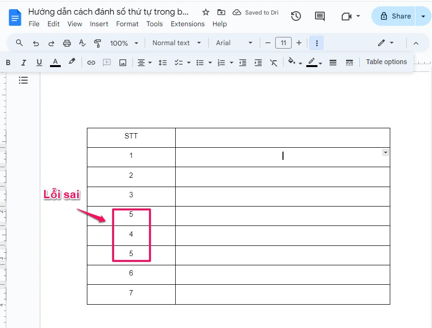 Hướng dẫn cách đánh số thứ tự trong bảng Google Docs cho Newbie