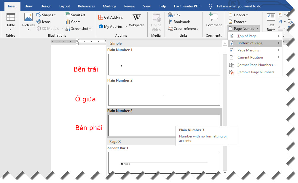 Cách đánh số trang trong Word 2010