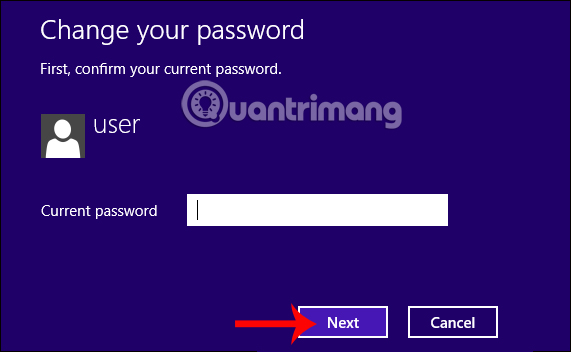 Nhập mật khẩu mới cho Windows 8