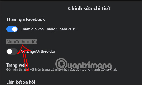 Lưu thay đổi người theo dõi Facebook