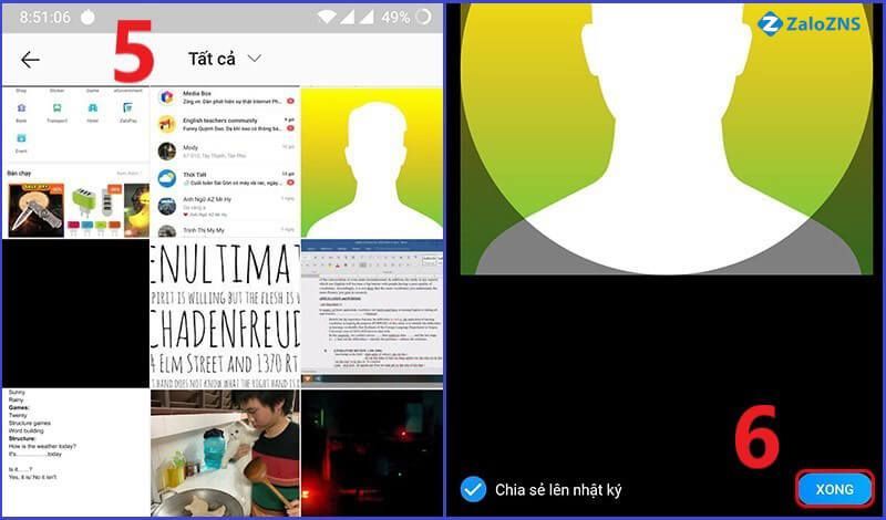 Lựa chọn "Chọn ảnh có sẵn" để thay đổi ảnh mặc định Zalo