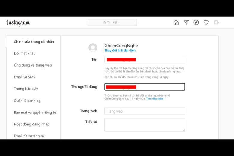 cách đổi tên instagram 6