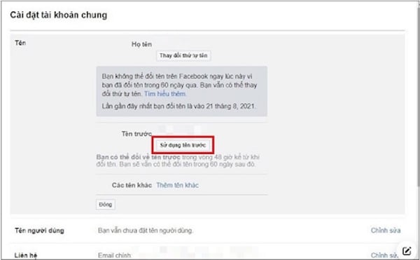 Hướng dẫn shop cách đổi tên Facebook đơn giản, nhanh chóng