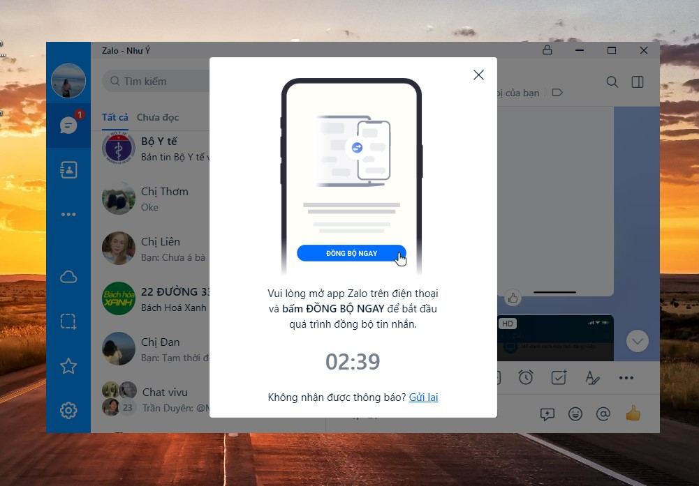 Đồng bộ tin nhắn ZALO