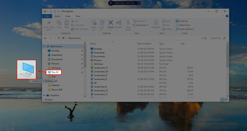 Kéo thả biểu tượng This PC ra màn hình Desktop