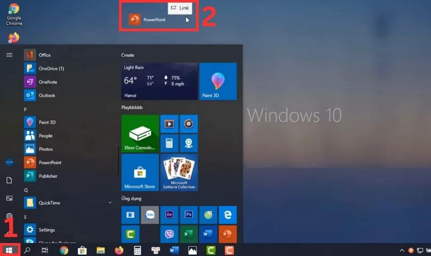 Kéo ứng dụng ra màn hình máy tình từ Start Menu