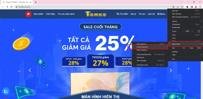 cach dua trang web ra man hinh may tinh su dung trinh duyet chrome b3