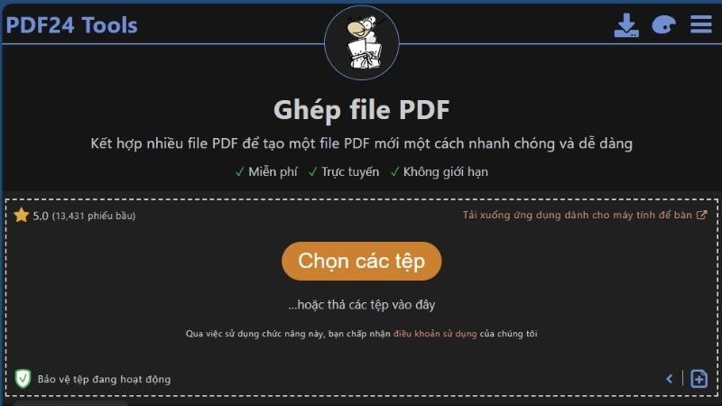 Chọn các tệp bạn muốn ghép