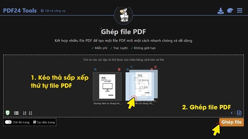 Sắp xếp thứ tự các file để ghép file