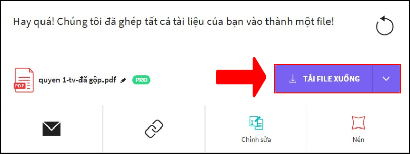 Tải về file PDF đã ghép hoặc lưu vào Drive, Dropbox