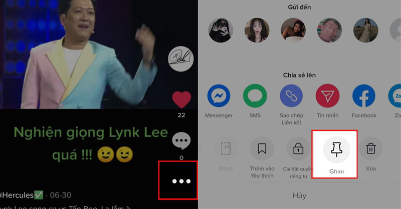 Ghim video TikTok lên đầu trang